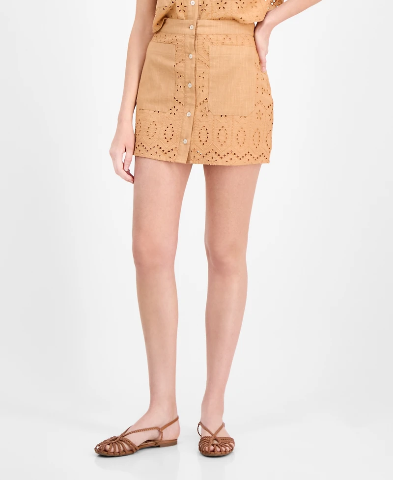 Avec Les Filles Women's Eyelet Midi Skirt