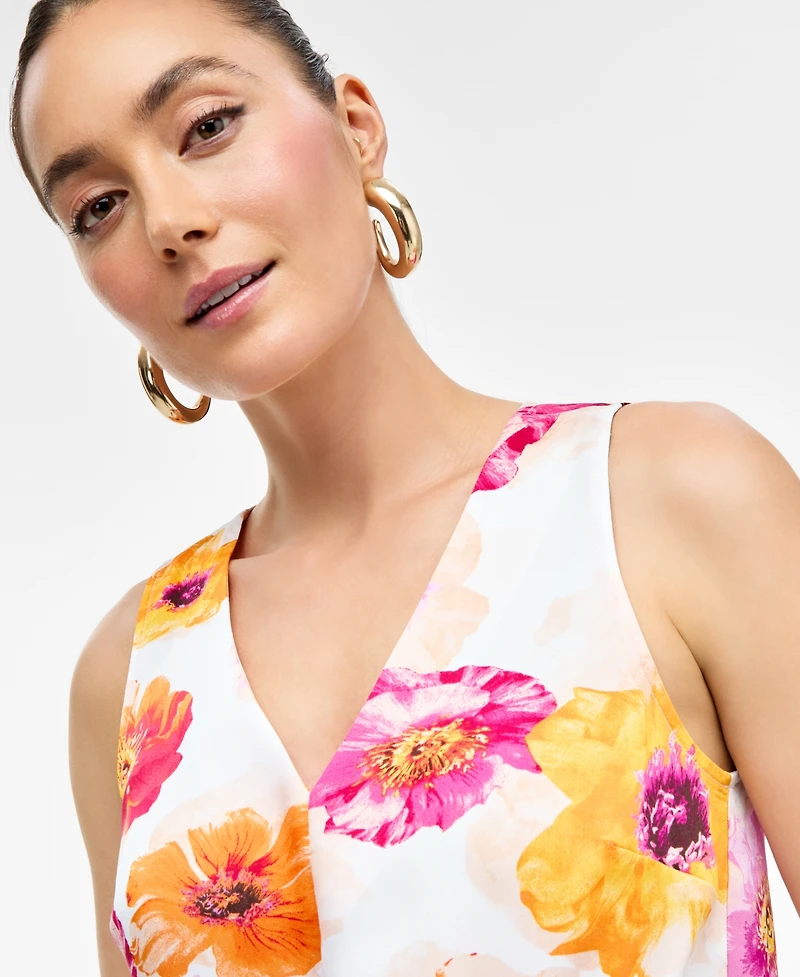 I.n.c. International Concepts Women's Floral-Print Tie-Front Blouse, Exclusively at Macy's