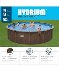 Bestway Hydrium 18' x 52" Round Steel Wall Above Ground Swimming Pool Set, Brown