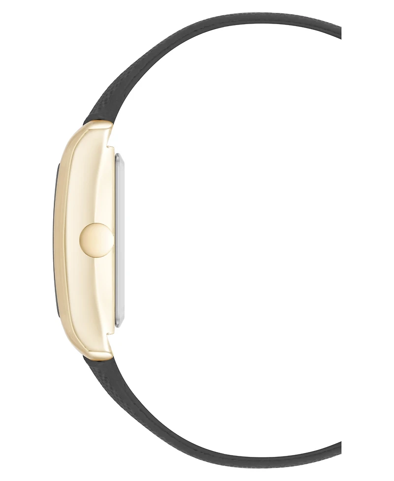 Nine West Women's Quartz Rectangular Gold-Tone and Polyurethane Leather Band Watch