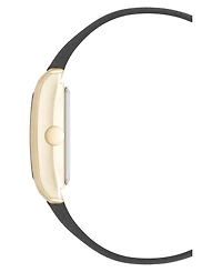 Nine West Women's Quartz Rectangular Gold-Tone and Polyurethane Leather Band Watch