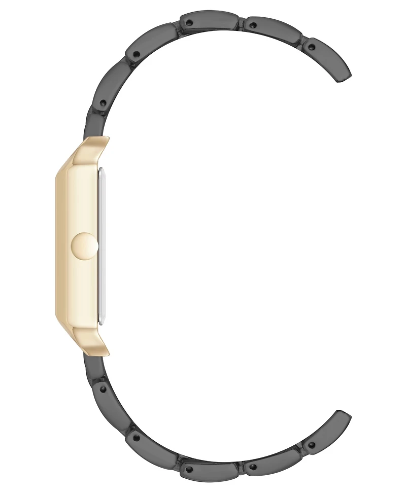 Nine West Women's Quartz Rectangular Gray and Gold-Tone Metal Alloy Bracelet Watch, 24mm