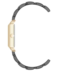 Nine West Women's Quartz Rectangular Gray and Gold-Tone Metal Alloy Bracelet Watch, 24mm