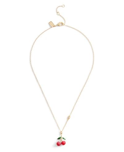Coach Red Enamel Signature Cherry Cluster Pendant Necklace