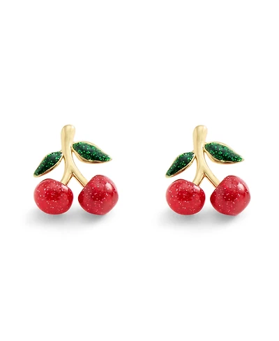 Coach Red Enamel Cherry Cluster Stud Earrings