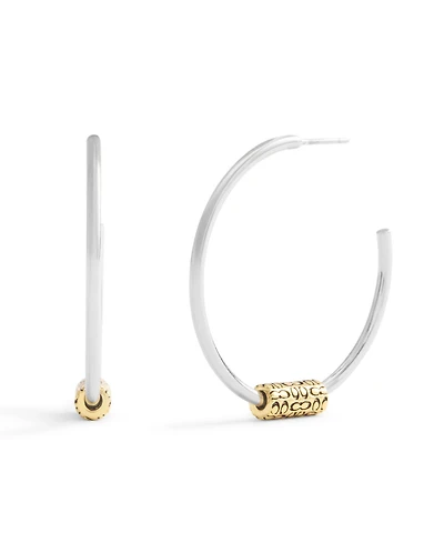 Coach Large Signature Quilted Tube Hoop Earrings