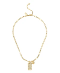 Coach Faux Stone Signature Quilted Hangtag Pendant Necklace