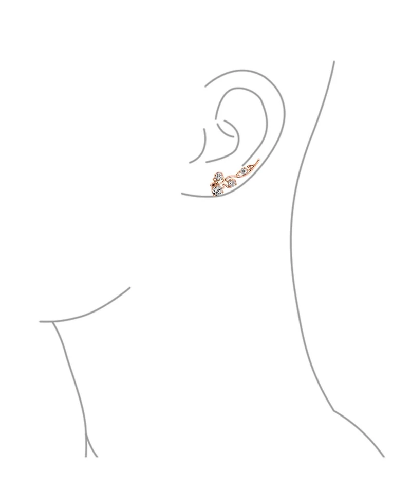 Bling Jewelry Trendy Swirl Wire Ear Cuff Cartilage Earrings with Round Cz Rose Gold Plated Silver