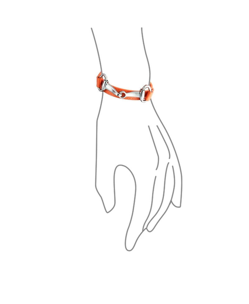 Bling Jewelry Fashion Leather Equestrian Snaffle Horse Bit Double Layer Wrap Bracelet Silver Tone Stainless Steel