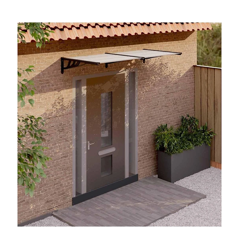 Door Canopy Black and Transparent 78.3"x35.4" Polycarbonate