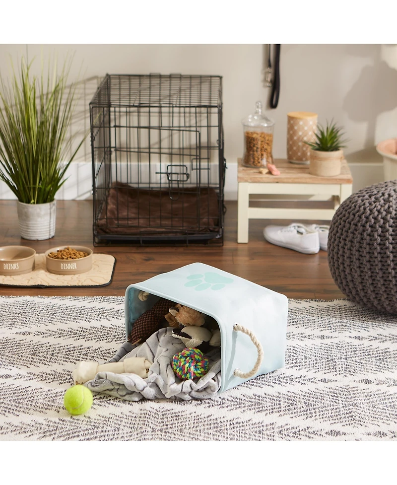 Bone Dry Collapsible Pet Storage Bin With Rope Handles Solid Paw Print
