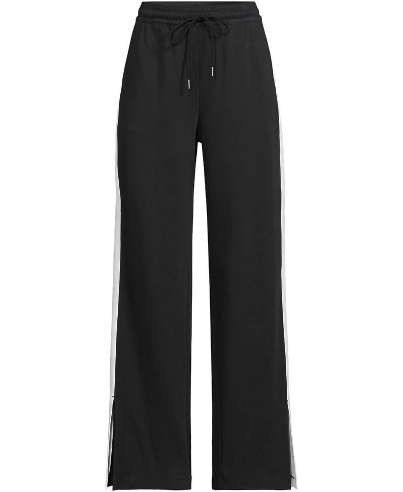 Lands' End Women's Sport Knit High Rise Relaxed Straight Leg Side Stripe Pants