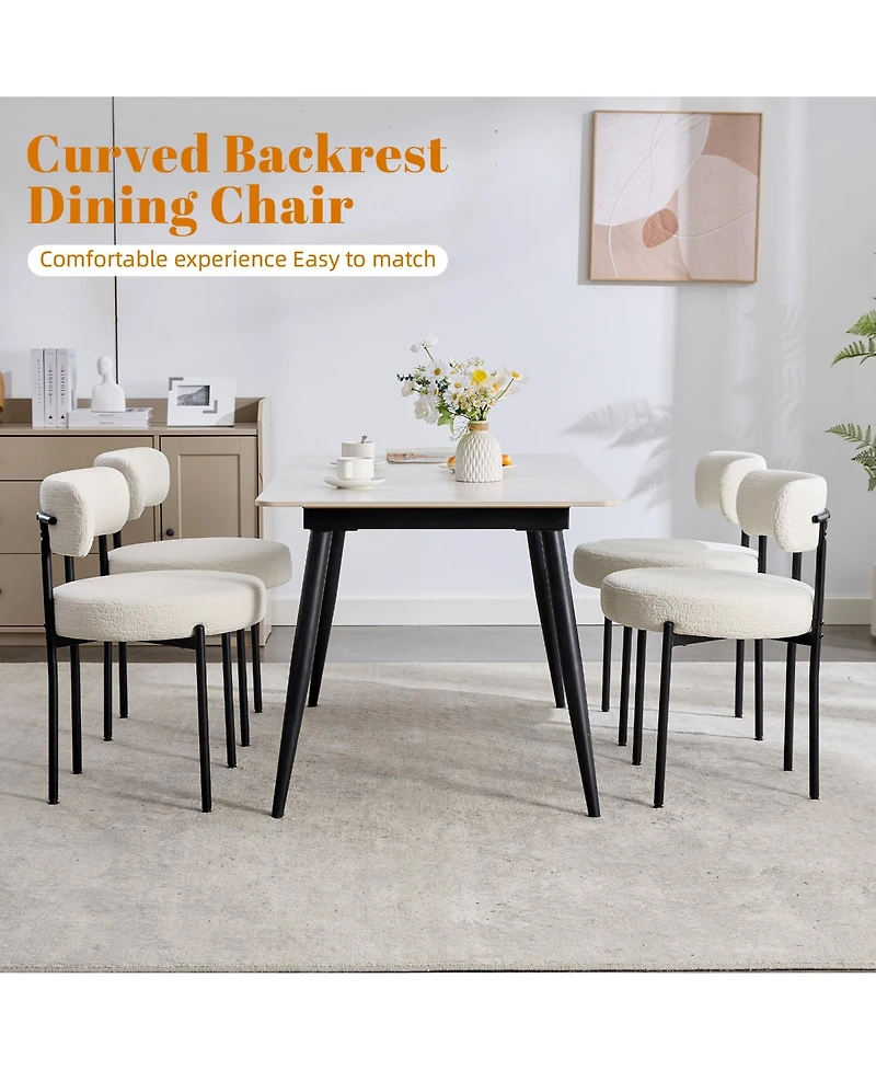 Dyhome Kitchen Chairs Mid-Century Modern Dining Chairs Set of 2, Kitchen Dining Room Chairs, Polyester Upholstered Wishbone Dining Chair