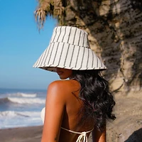 Brunna.co Harper Handwoven Striped Wide-brim Hat