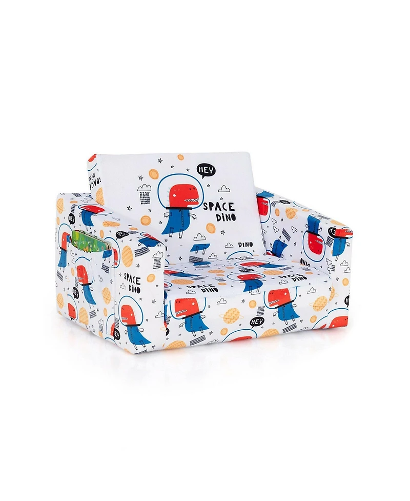 2-in-1 Convertible Kids Sofa with Velvet Fabric