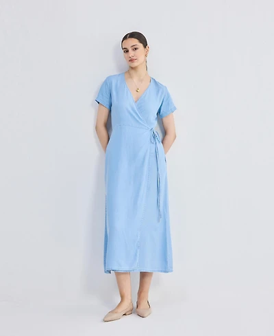 Reistor Women's Maxi Wrap Dress Light Blue