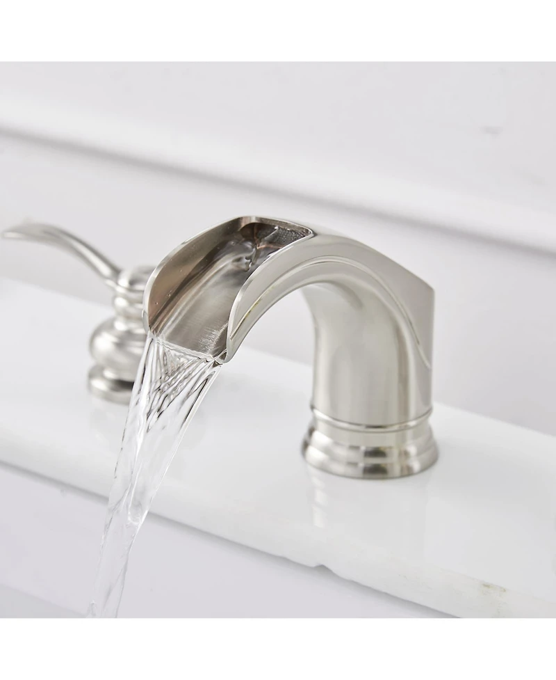 8 in. Waterfall 2-Handle Bathroom Widespread Sink Faucet With Pop-up Drain Assembly Spot Resist Polished Chrome
