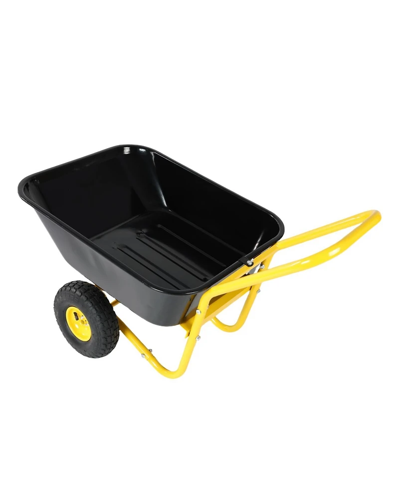 Streamdale Two-wheeled barrow, garden cart, 10-inch pneumatic wheels(Yellow + Black)