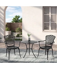 Streamdale 3-Piece Cast Aluminum Bistro Set with Umbrella Hole and Outdoor Durability