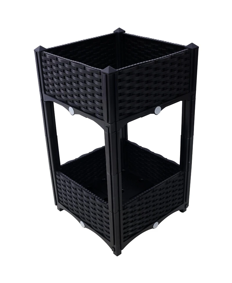 Streamdale Elevated Planter Box for Outdoor Gardening (15.7"x15.7"x27.7", Black)