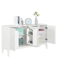 Streamdale White 4-Door Sideboard Cabinet with Adjustable Shelf