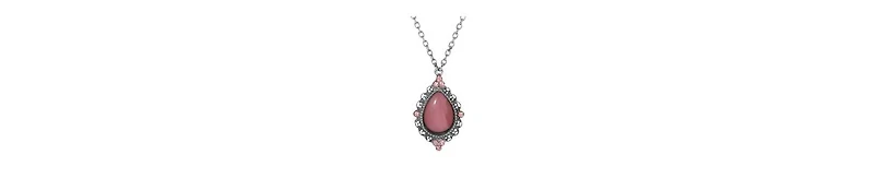2028 Pink Glass Teardrop Crystal Accent Necklace