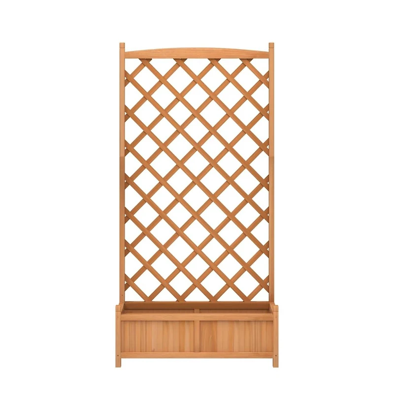 Planter with Trellis Brown Solid Wood Fir