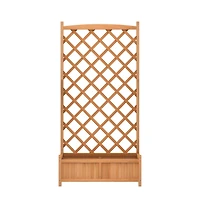 Planter with Trellis Brown Solid Wood Fir