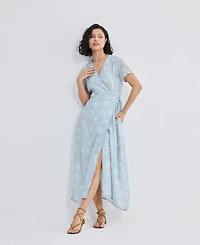Reistor Women's Maxi Wrap Dress Florals