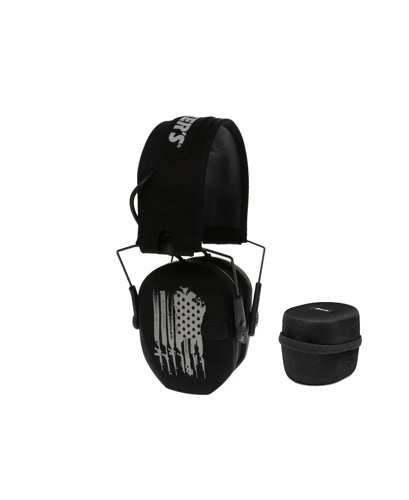 Walkers Game Ear Razor Muffs (American Flag) with Protective Case