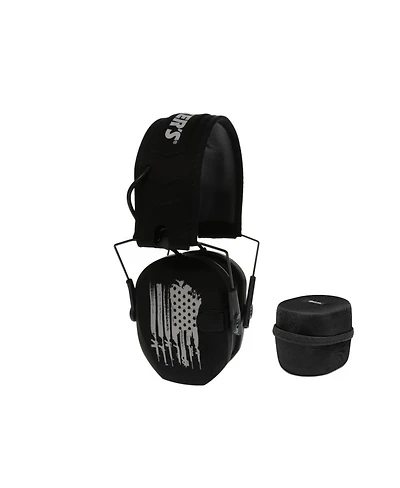 Walkers Game Ear Razor Muffs (American Flag) with Protective Case