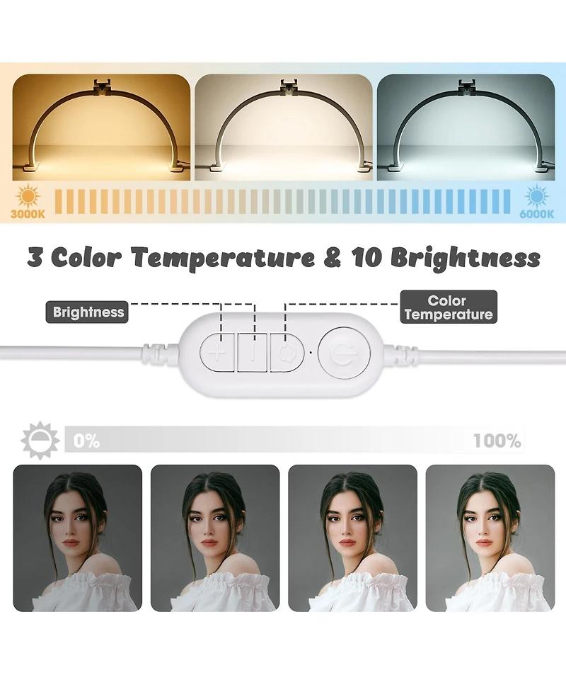 Byootique 40W Foldable Half Moon Nail Desk Lamp Led Nail Tech Light Phone Holder With Carry Bag For Manicure Beauty Salon Home Spa