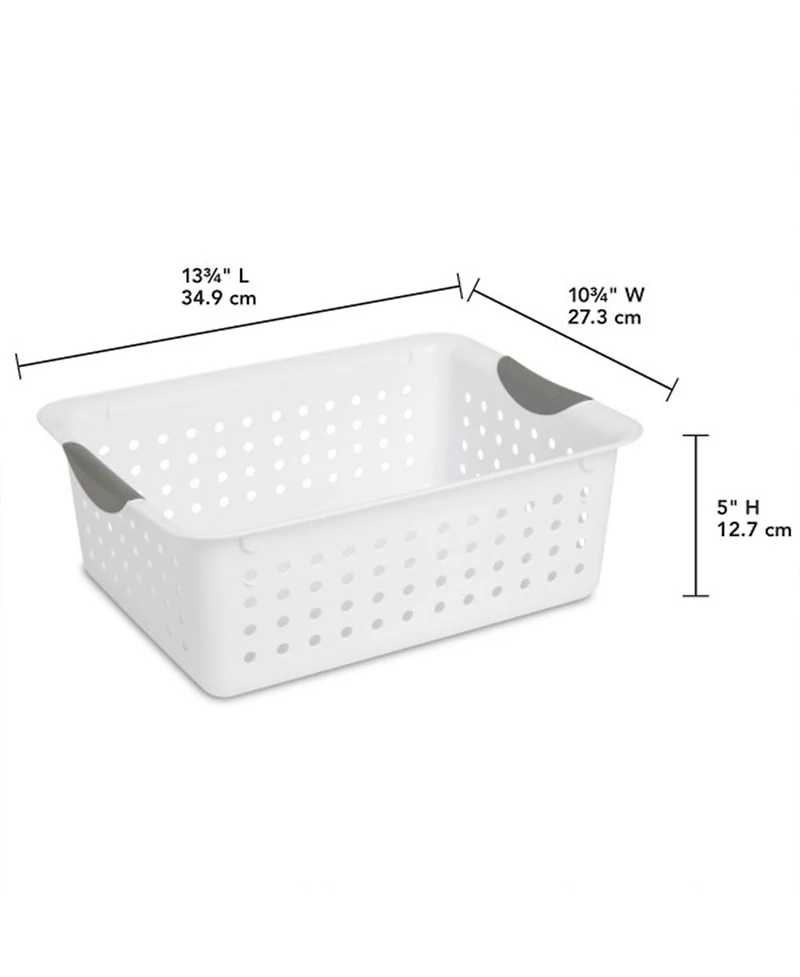 Sterilite Medium Ultra Plastic Storage Organizer Basket with Handles, (24 Pack)