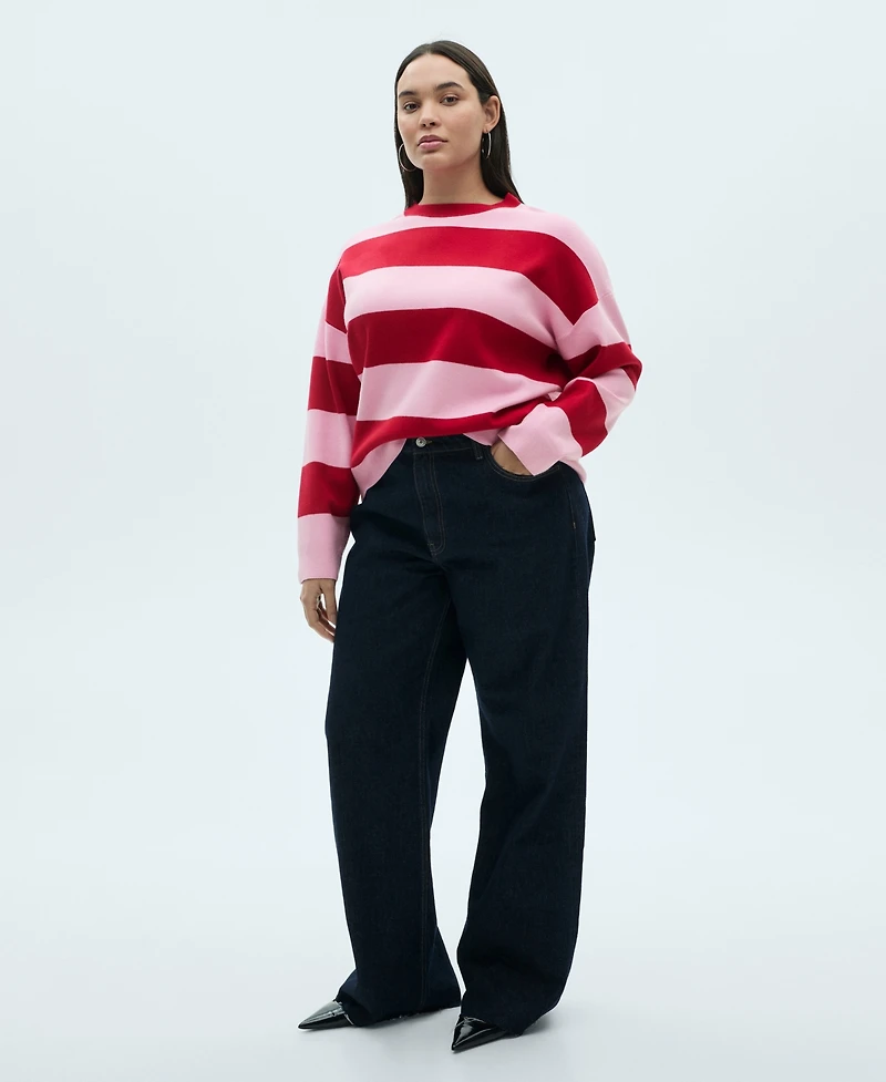 Mango Women's Round-Neck Striped Sweater