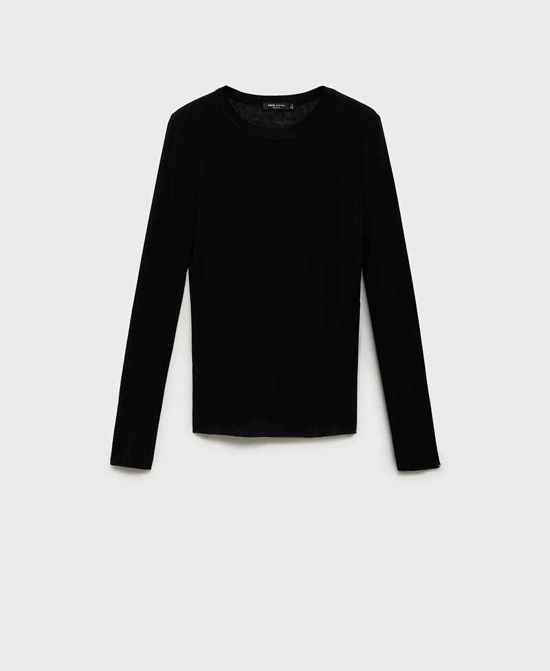 Mango Women's Long Sleeve Wool Blend Top