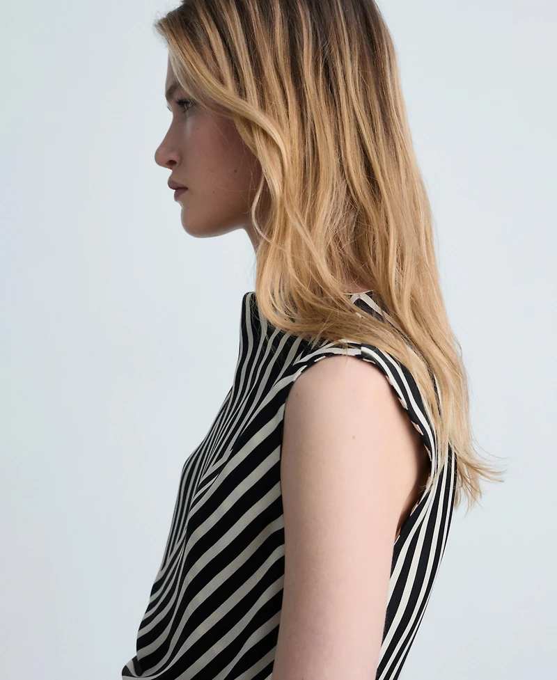 Mango Women's Striped Perkins Collar Blouse Top
