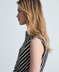Mango Women's Striped Perkins Collar Blouse Top