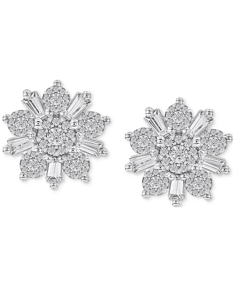 Diamond Flower Earrings (3/4 ct. t.w) in 14k White Gold