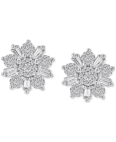 Diamond Flower Earrings (3/4 ct. t.w) in 14k White Gold