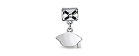 Bling Jewelry Oval Graduate Cap Dangle Charm Bead Sterling Silver Bracelets