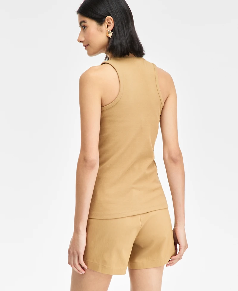 I.n.c. International Concepts Women's Perfect Ribbed Hardware-Trim Tank Top, Exclusively at Macy's