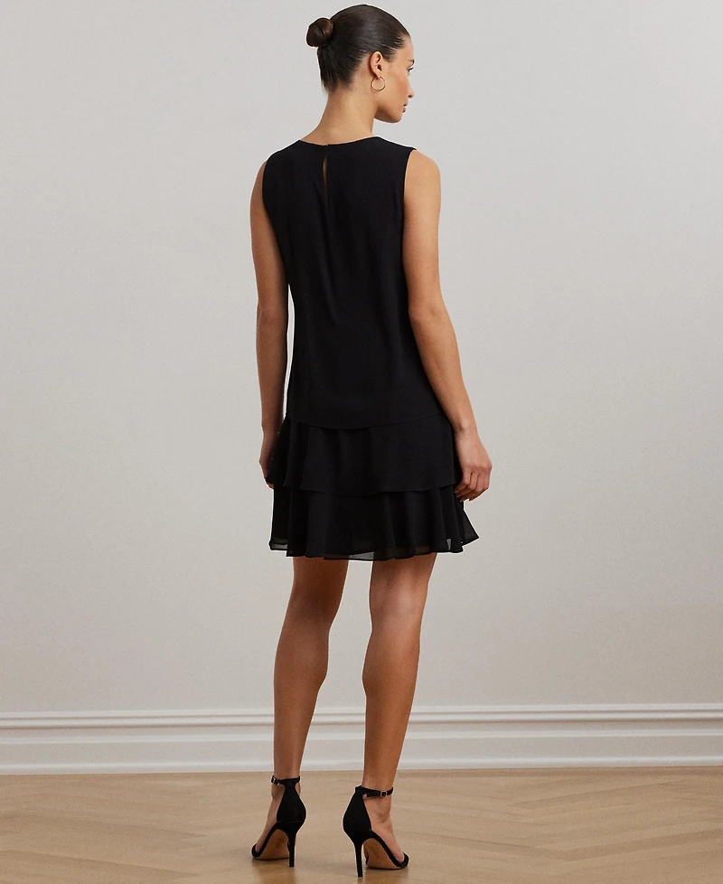 Lauren Ralph Women's Crinkle Georgette Shift Dress