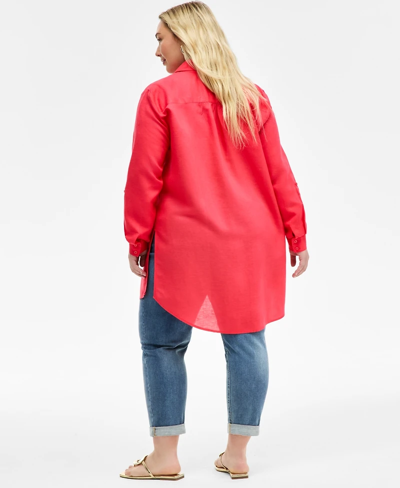 I.n.c. International Concepts Plus Linen-Blend Tunic, Exclusively at Macy's