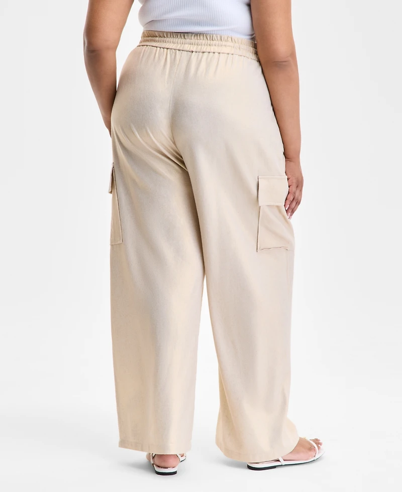 I.n.c. International Concepts Plus Size Drawstring-Waist Wide-Leg Cargo Pants, Exclusively at Macy's