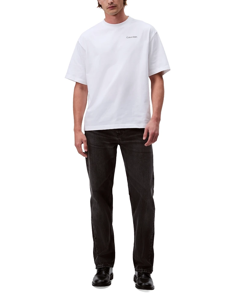 Calvin Klein Men's Relaxed Fit Short Sleeve Flower Applique Crewneck T-Shirt