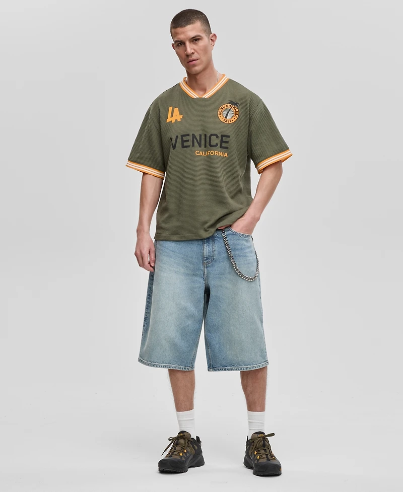 Mode of One Men's Relaxed Fit Short Sleeve Waffle-Knit Logo T-Shirt, Exclusively at Macy's