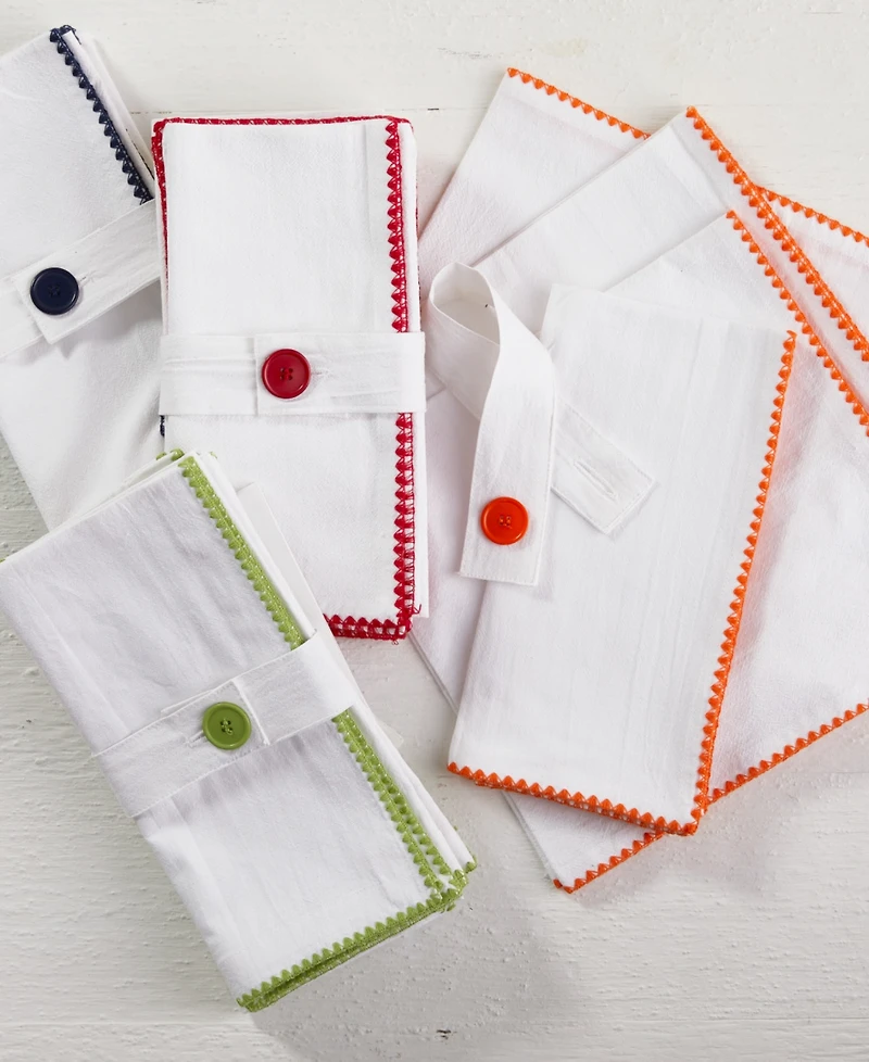 Tableau Embroidered Edge Napkins, Set of 4