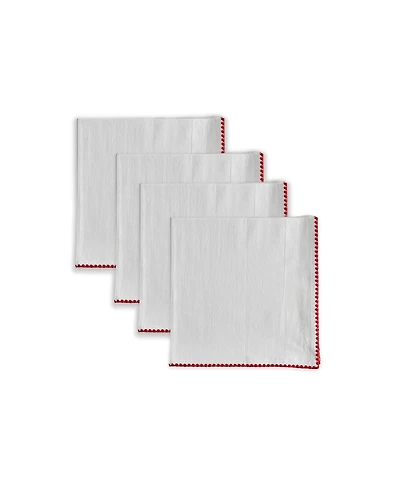 Tableau Embroidered Edge Napkins, Set of 4