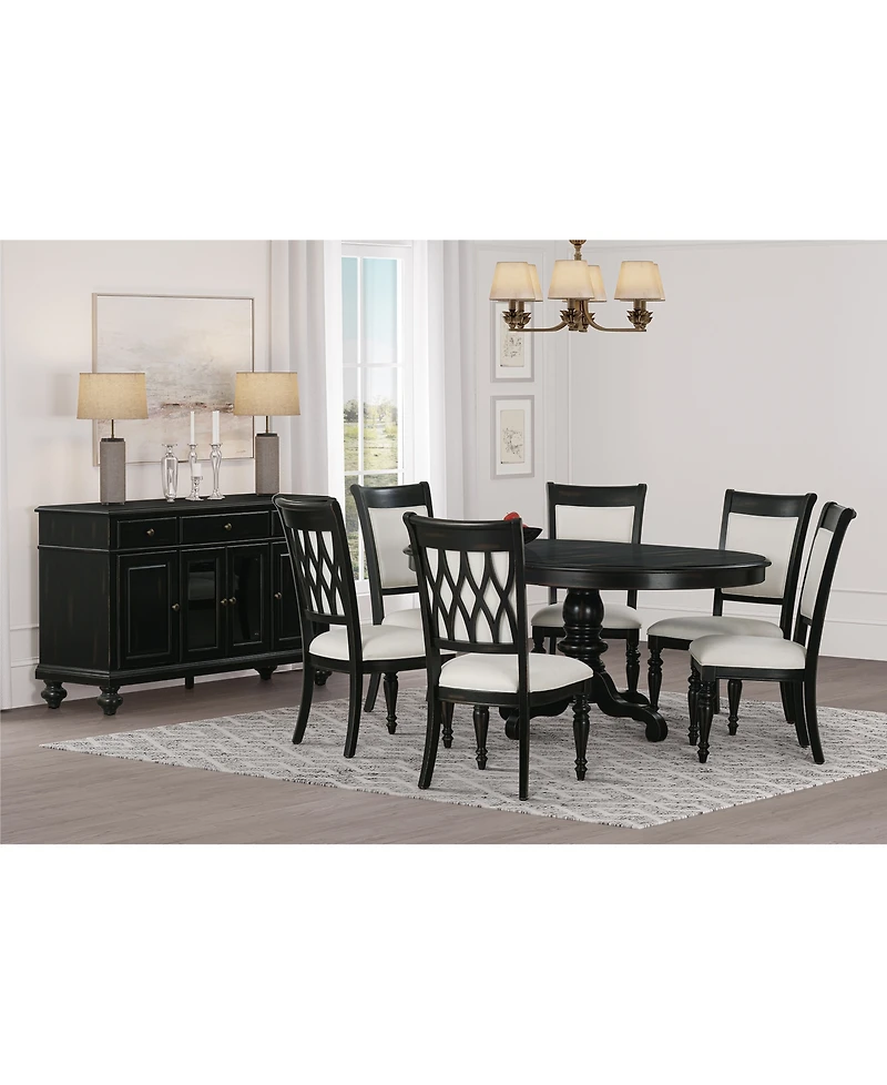 Daria 7-Pc. Dining Set (Round Table & 6 Upholstered Back Side Chairs), Created for Macy's