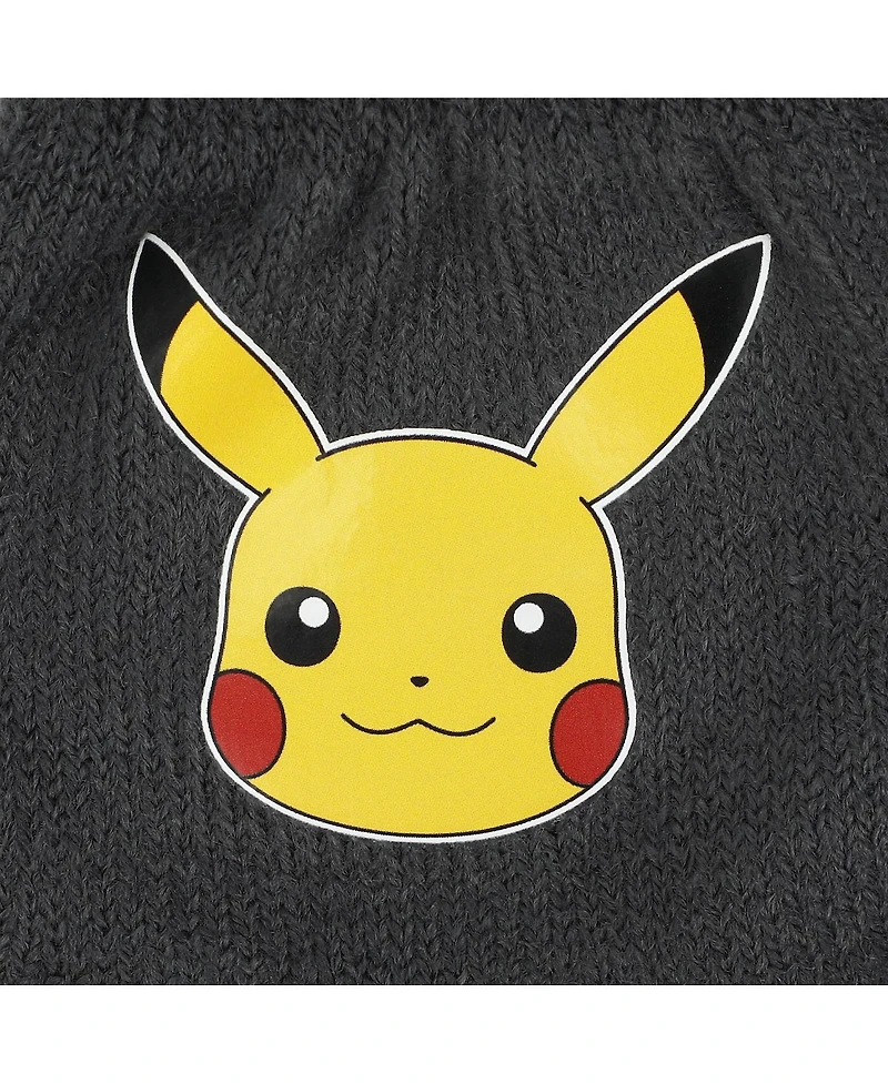 Pokemon Boys Character Collage Youth Cuffed Beanie and Gloves Set